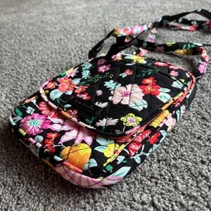 Vera Bradley Floral Crossbody Bag - Black and Pink